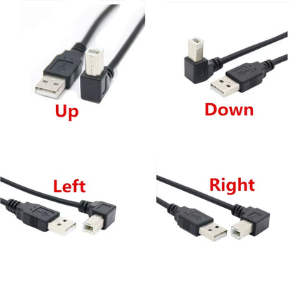 USB 2.0 a Male to USB B Male Type B BM up & down & Left & Right Angle Printer Scanner 90 Degree Cable BM Angled Cable 0.3M-1.5M